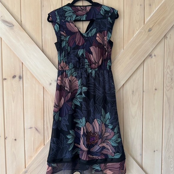 Maeve Dresses & Skirts - Maeve Black Midi Dress with Blush and Teal Floral Print